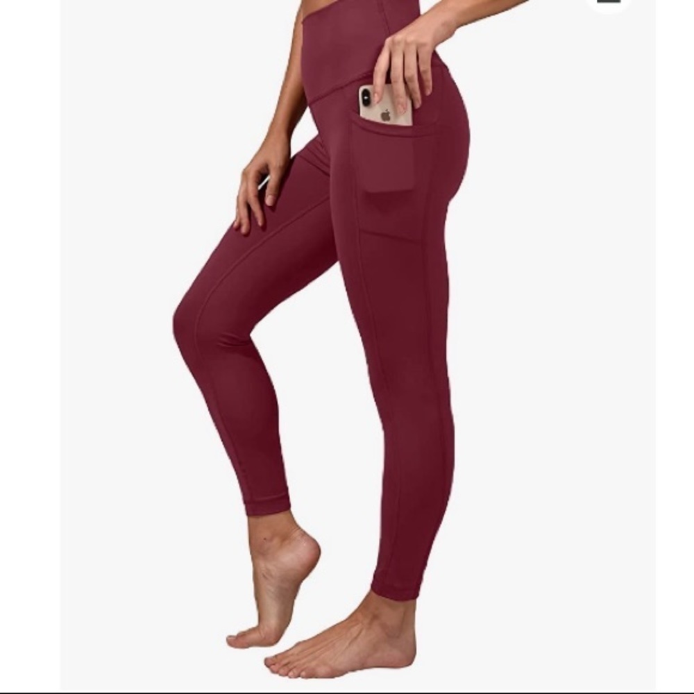 Yogalicious Lux High Waist Elastic Ankle Legging XS Burgundy
